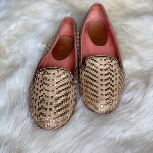 Straw & Gold Loafers by Coach